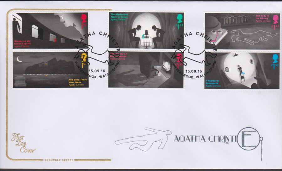 2016 - Agatha Christie, COTSWOLD First Day Cover, 'Body' Winterbrook, Wallingford Postmark